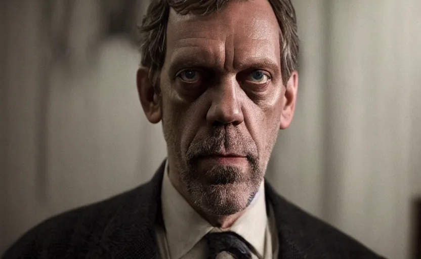 Prompt: Hugh Laurie as H. P. Lovecraft in 'Lovecraft' (2018), movie still frame, oscar nominated cinematography, volumetric lighting, 8k resolution, beautiful composition