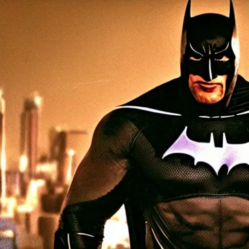 Image similar to Dwayne Johnson as Spiderbatman , an film still