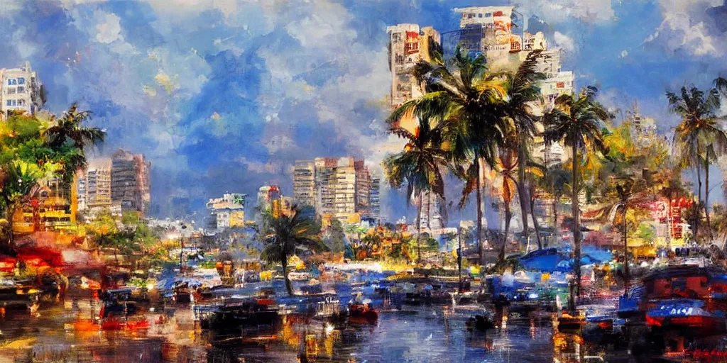 Image similar to colombo sri lanka cityscape, ocean, art by Daniel F. Gerhartz