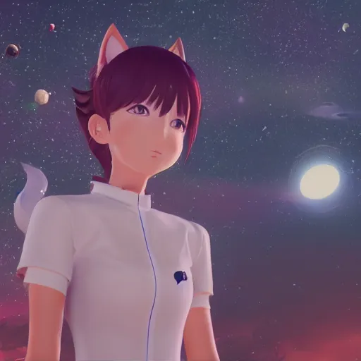 Prompt: catgirls in space by haruko ichikawa, kyoto animation, square enix makoto shinkai unrealengine