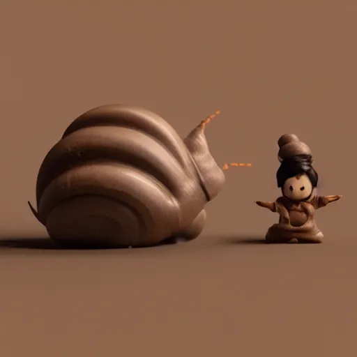 Image similar to a snail dressed up like a little Japanese boy, 8k Hyperreal, octane render