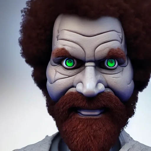 Prompt: bob ross cyborg. glowing eyes, cel shaded, rotoscope, concept art, octane render, unreal engine 5, highly detailed, high quality, 8 k, soft lighting, realistic face, path traced