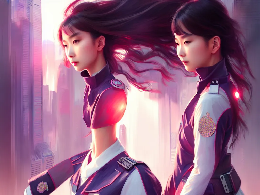 Image similar to portrait futuristic hong kong police uniform girl, at future neon light rooftop, ssci - fi and fantasy, intricate and very very beautiful and elegant, highly detailed, digital painting, artstation, concept art, smooth and sharp focus, illustration, art by tan zi and ayanamikodon and alphonse mucha and wlop