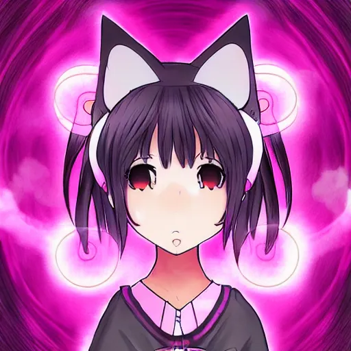 Premium AI Image  anime girl with purple hair and cat ears