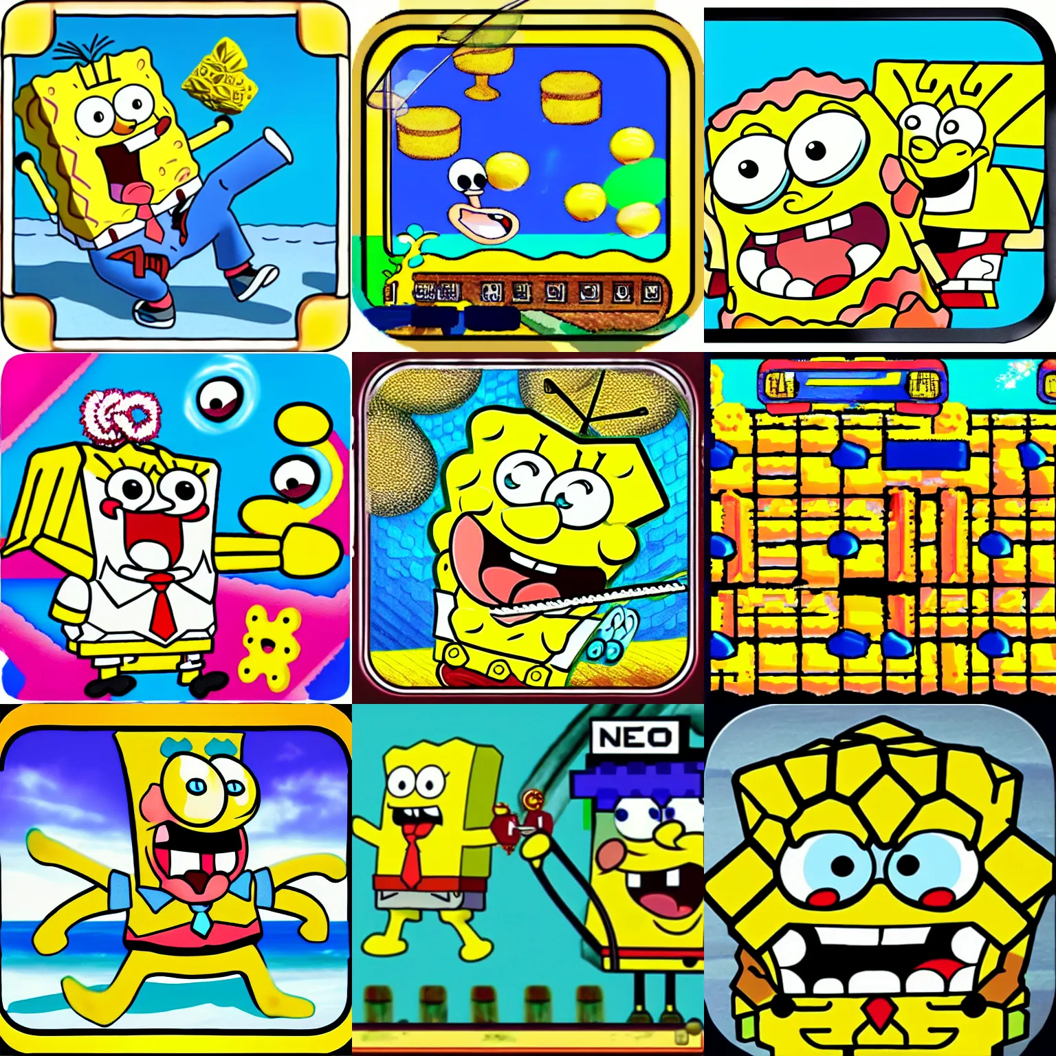 Prompt: neo geo spongebob game