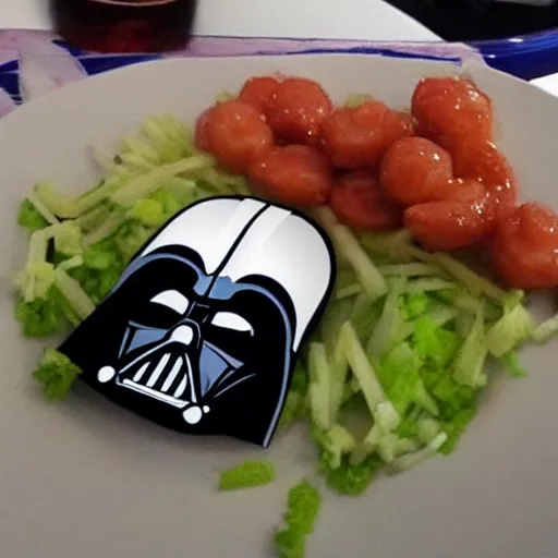 Prompt: darth vader eating a shrimp