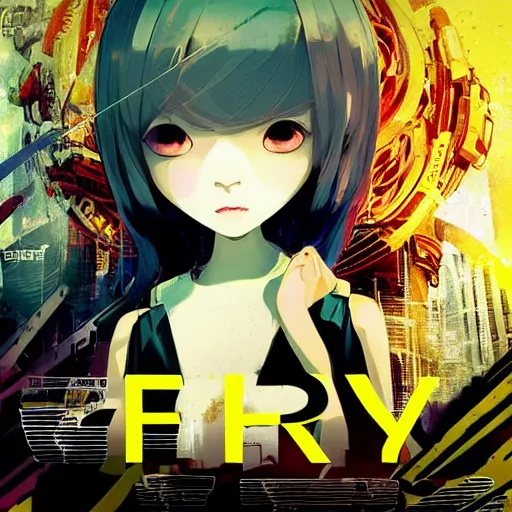 Image similar to Frequency indie album cover, luxury advertisement, white and yellow colors. highly detailed post-cyberpunk sci-fi close-up cyborg detective girl in asian city in style of cytus and deemo, mysterious vibes, by Ilya Kuvshinov, by Greg Tocchini, nier:automata, set in half-life 2, beautiful with eerie vibes, very inspirational, very stylish, with gradients, surrealistic, dystopia, postapocalyptic vibes, depth of filed, mist, rich cinematic atmosphere, perfect digital art, mystical journey in strange world, beautiful dramatic dark moody tones and studio lighting, shadows, bastion game, arthouse