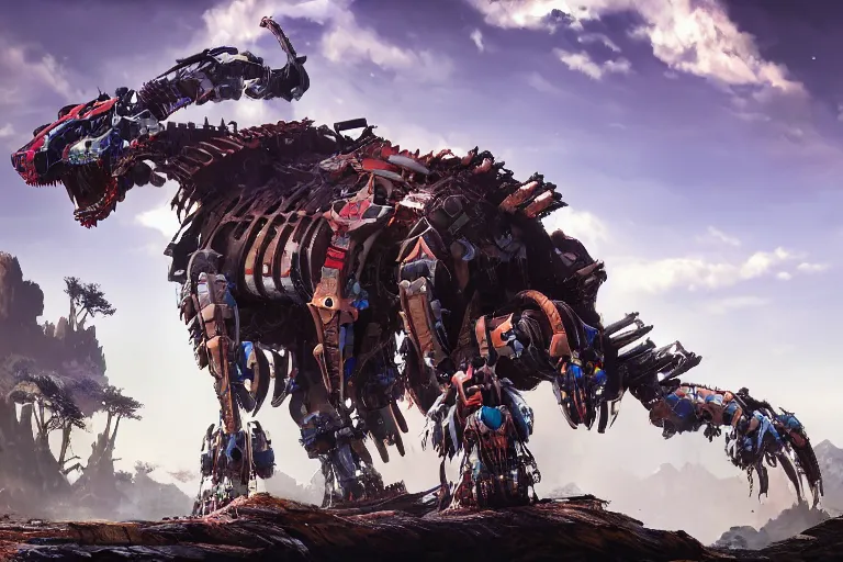 Image similar to bristleback machine mecha animal beast robot of horizon forbidden west horizon zero dawn bioluminiscence global illumination ray tracing hdr fanart arstation by sung choi and eric pfeiffer and gabriel garza and casper konefal