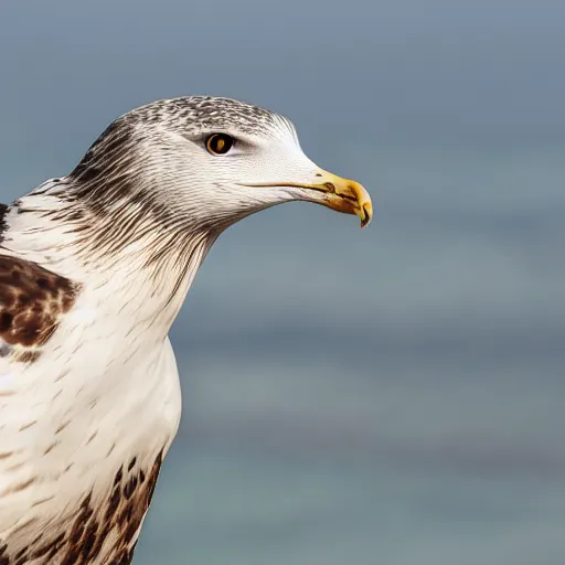 Prompt: High resolution!! Seagull with Hawk wings, photorealistic, National geographic, 8K