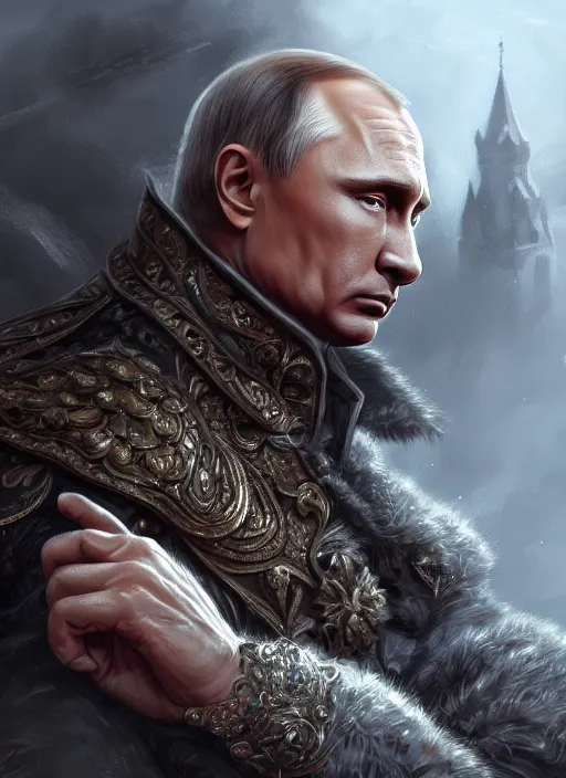 Image similar to vladimir putin, d & d, fantasy, intricate, elegant, highly detailed, digital painting, artstation, concept art, sharp focus, illustration