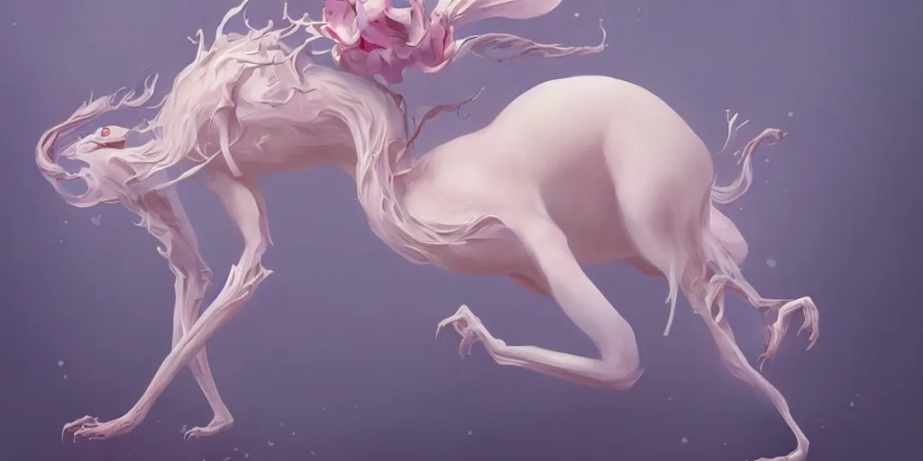 Image similar to breathtaking delicate detailed concept art painting creature, by hsiao - ron cheng, bizarre compositions, exquisite detail, pastel colors, 8 k