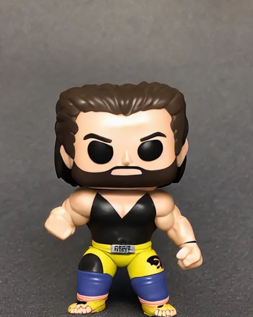 Image similar to wrestler Funko Pop. Photographic, photography