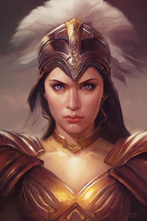 Image similar to amazon valkyrie athena, d & d, fantasy, portrait, highly detailed, headshot, digital painting, trending on artstation, concept art, sharp focus, illustration, art by artgerm and greg rutkowski and magali villeneuve