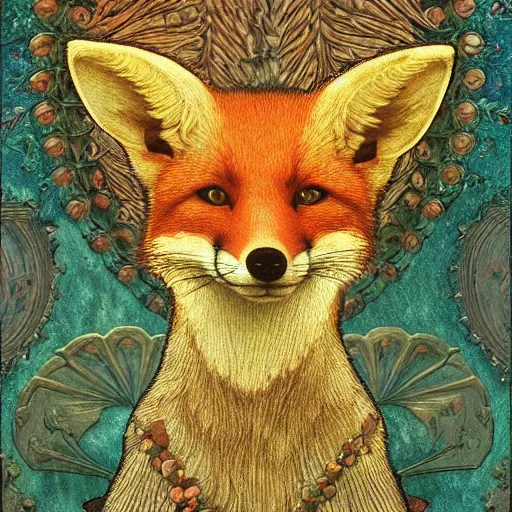 Image similar to hyperrealistic detailed candle fox in baroque painting, lights, art by ernst haeckel, john william godward, hammershøi, alphons mucha, pontormo, ornamental, decorative, art nouveau wallpaper, lights by hopper, pastel deep colours,