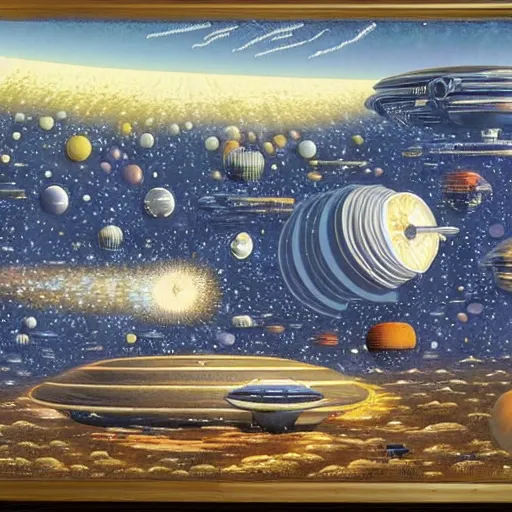 Image similar to spacy colony by don Davis, on canvas