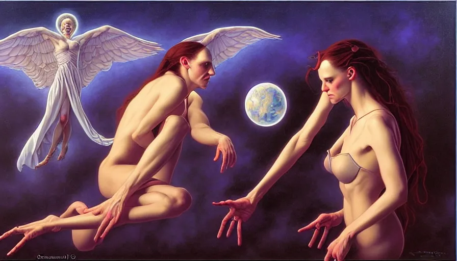 Image similar to the two complementary forces that make up all aspects and phenomena of life, by Gerald Brom,