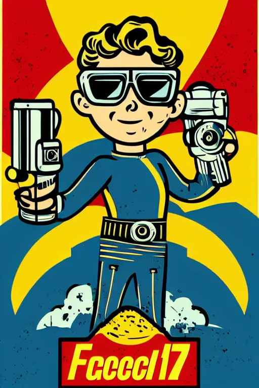 Image similar to fallout 7 6 retro futurist illustration art by butcher billy, sticker, colorful, illustration, highly detailed, simple, smooth and clean vector curves, no jagged lines, vector art, smooth andy warhol style