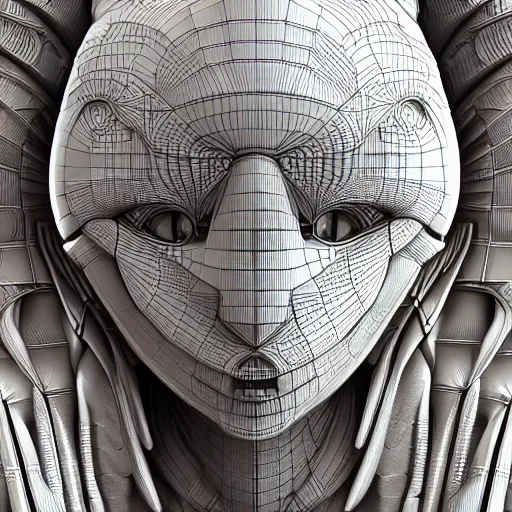 Image similar to detailed, symmetrical, unique, strangely beautiful, female alien, highly detailed, 3d, sci-fi, maximum complexity, awe