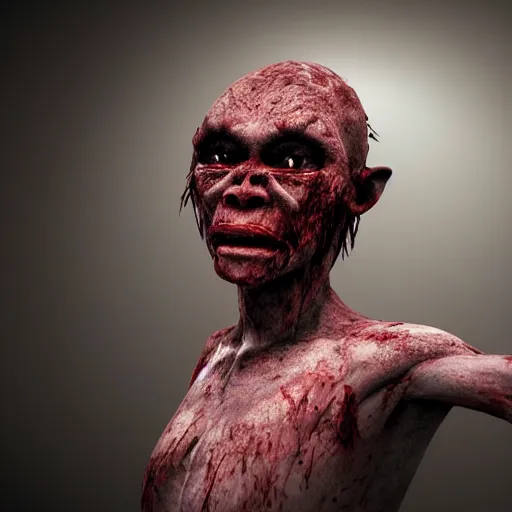 Image similar to a highly detailed photographic render of a creepy philippine folklore creature, horror, bloody, ghost, creepy, cinematic lighting, cinematic scene, Volumetric lighting, Atmospheric scene, Dark, Horror, Atmospheric lighting, Global illumination cinematic render, film, beautifully lit, ray traced, octane 3D render, octane render, unreal engine