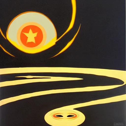 Prompt: impasto terrifying by shepard fairey, by ed mell. a beautiful collage of a black hole consuming a star.