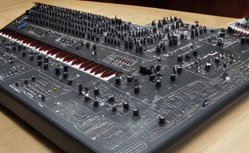 Image similar to the most epic synthesizer from an alien planet