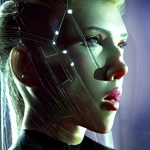 Image similar to highly detailed photo of scarlett johansson as a borg from star trek, movie still