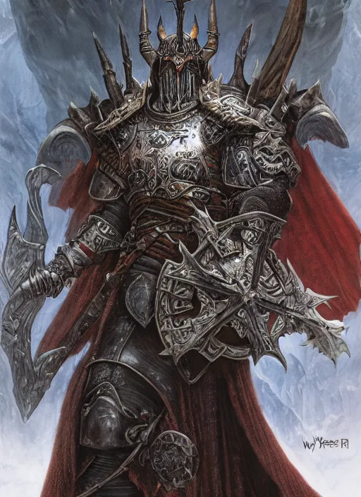 Image similar to hyper realist render of the portrait of lich king by wayne berlowe