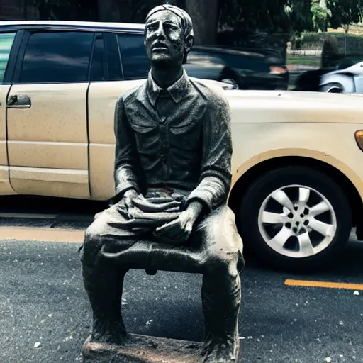 Image similar to statue of a guy stuck in traffic