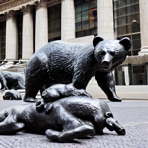 Image similar to Running of the bears, statue on wall street, Canon EOS