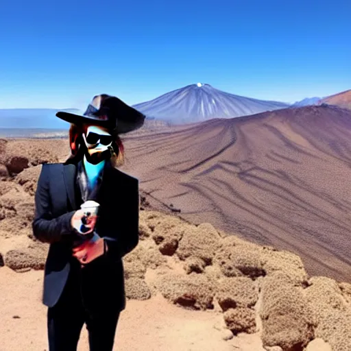 Image similar to johnny depp visiting the Teide in Tenerife