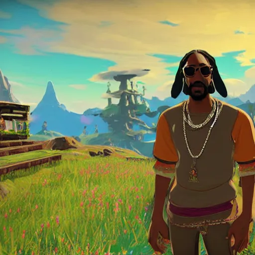 Image similar to Snoop Dogg in Breath of the Wild