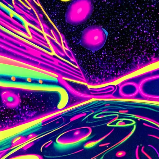 Image similar to Neon Ooze aesthetic, Liminal space in outer space