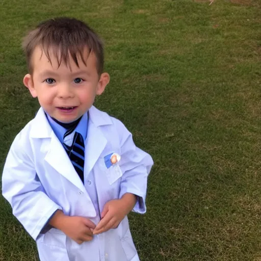 Prompt: full body photo of a little kid as a doctor, realistic, very detailed face