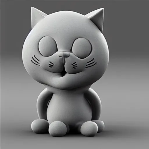 Image similar to 3 d graphic cartoon gray clay figure cat