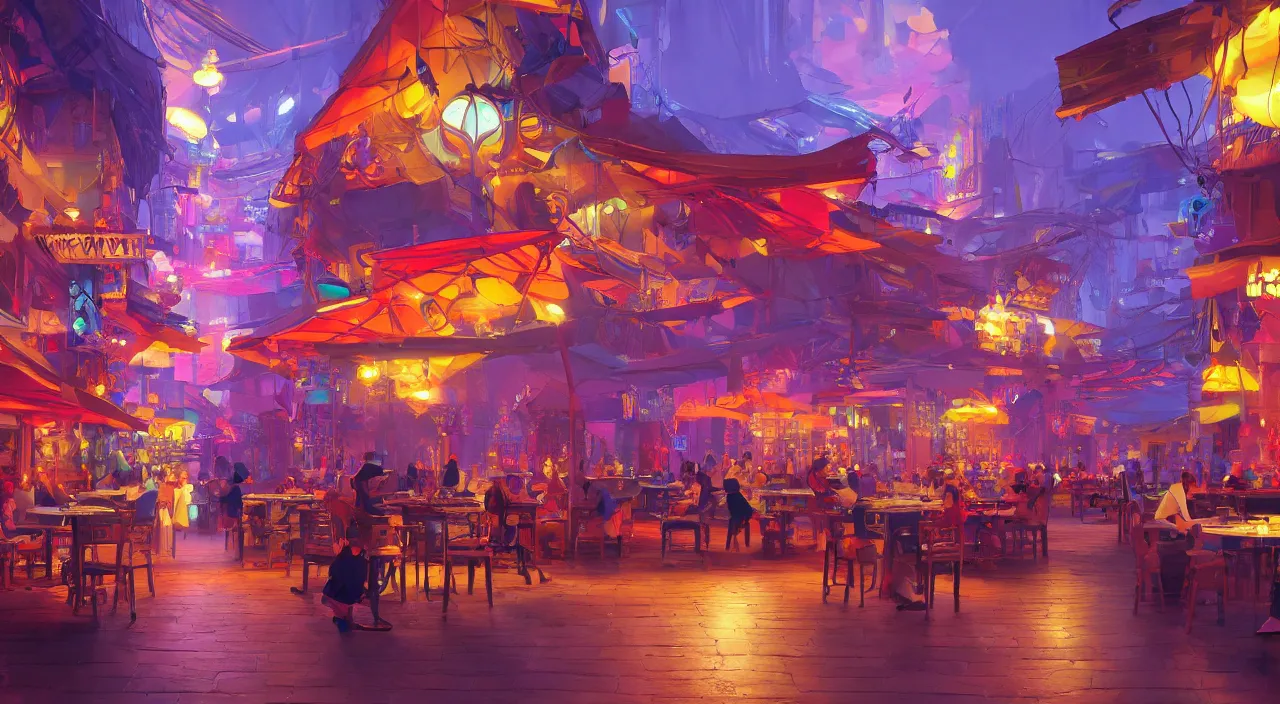 Image similar to bazaar zouk oriantal multicolorful sky shine place mosquet painting stylized digital video game icon global illumination ray tracing 8 k hd resolution, by ilya kuvshinov and cushart krentz and gilleard james