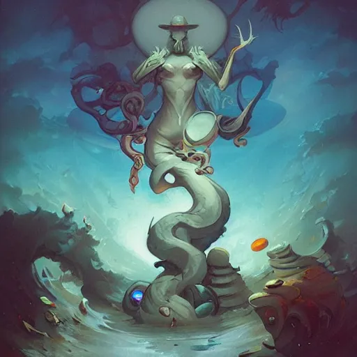 Image similar to an amazing piece of art by Peter Mohrbacher, 🐙