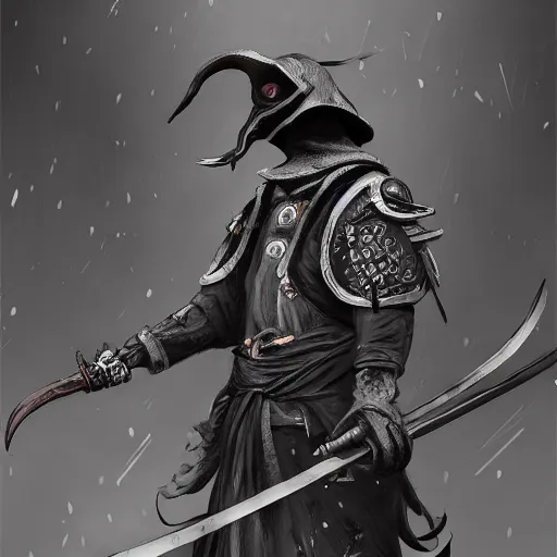 Image similar to plague doctor samurai, dynamic lighting, fantasy concept art, trending on art station, stunning visuals, creative, cinematic, ultra detailed, extreme detailed, 8 k, detailed