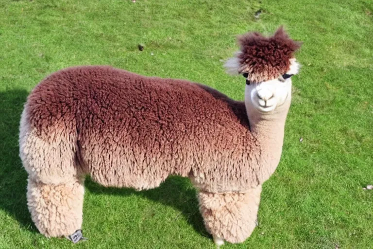 Image similar to photo of special alpaca oroboro breedwith 8 legs, suuuuper cute and fluffy fluffy face