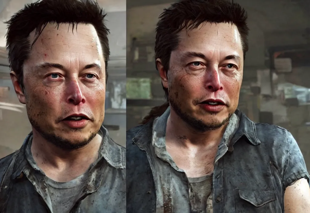 Image similar to elon musk in the last of us, elon musk in the video game in the last of us, gameplay screenshot, close up, 3 d rendering. unreal engine. amazing likeness. very detailed.