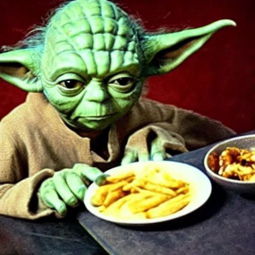 Prompt: yoda eating chicken wings