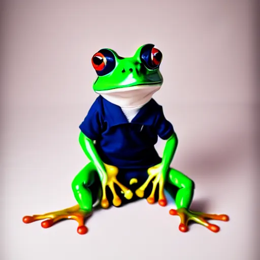 Prompt: cute frog wearing a sailor suit, studio photography,