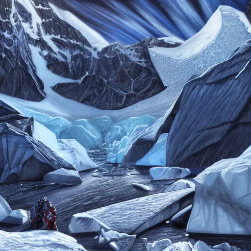 Prompt: perilous trailblazer Antarctica glacial cult mountain king, realistic fantasy, oil painting, extremely high detail, photorealistic, cinematic lighting, oil painting, intricate line drawings, 4k resolution