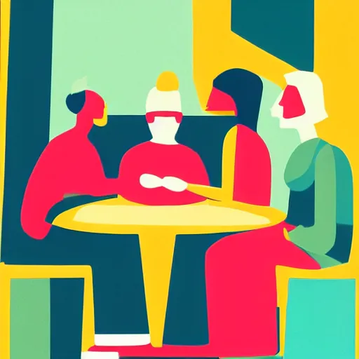 Prompt: passionate hex color code # 0 0 0 0 ff by amiet cuno. a illustration of two people, a man & a woman, sitting at a table. the man is looking at the woman with interest. the woman is not interested in him. there is a lamp on the table between them.