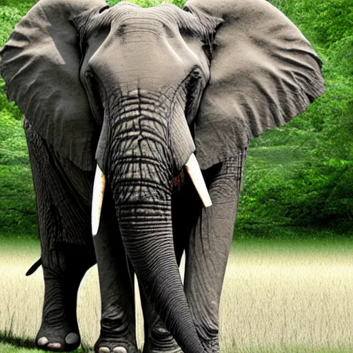 Prompt: elephant with multiple trunks