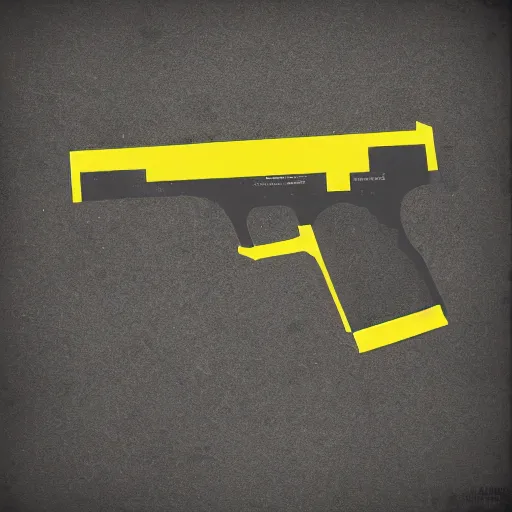 Prompt: black Pistol with yellow hydraulic parts concept art, white background