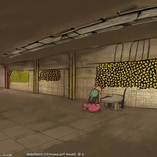 Image similar to a subway station overrun by bees, trending on art station