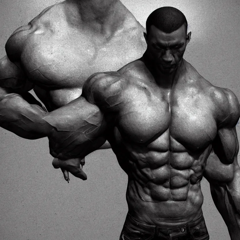 Image similar to a single muscular man wearing torn clothes, looking to the right, profile picture, hyperrealistic, concept art, octane render, unreal engine 5, trending on artstation, high quality, highly detailed, 8 k, dramatic lighting, cinematic, high coherence, anatomically correct, five fingers, digital art, seductive, black and white