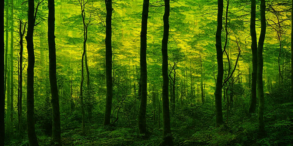 Prompt: limpid shot lush north european mountainous broadleaf deciduous forest, against light, glare, bright details, vibrant foliage, contrasting, daylight, highly detailed, by dieter rams 1 9 9 0, national geographic magazine, reportage photo, natural colors