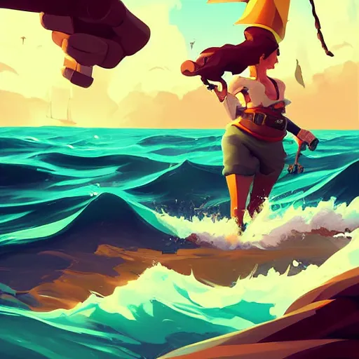 Image similar to painting treasure on sea of thieves game smooth median photoshop filter cutout vector, behance hd by jesper ejsing, by rhads, makoto shinkai and lois van baarle, ilya kuvshinov, rossdraws global illumination