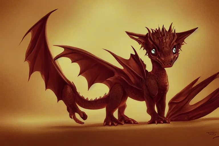 Image similar to full body digital illustration of a cute baby dragon by randy Vargas, chroma, concept art, matte background, deviantArt, artstation